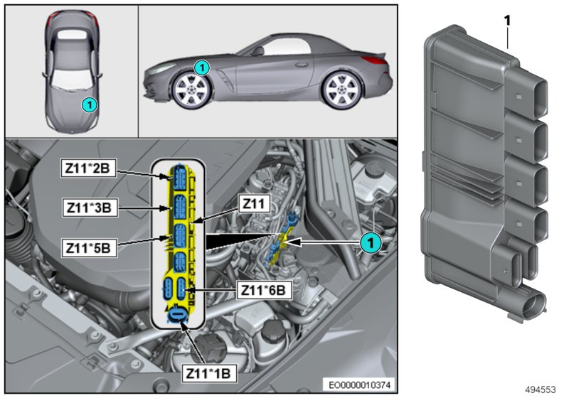 Встроенный модуль питания Z11 для BMW G29 Z4 20i B48D (схема запчастей)