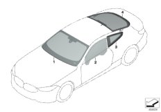 Остекление для BMW G14 M850iX N63B (схема запасных частей)