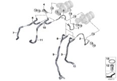 Система охлаждения турбонагнетателя/SCR для BMW F16 X6 50iX 4.0 N63N (схема запасных частей)