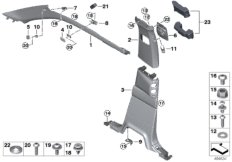 Облицовка передней/средней стойки для ROLLS-ROYCE RR31 Cullinan N74L (схема запасных частей)