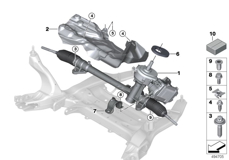 Электрическое рулевое управление для BMW F48N X1 16d B37B (схема запчастей)