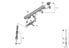 Магистраль Rail/форсунка/крепление для BMW G05 X5 50iX N63M (схема запасных частей)