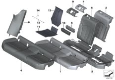 Набивка и обивка задн.сид.,люк в спинке для BMW G32 640dX B57 (схема запасных частей)