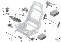 Сиденье Пд, э/оборудование и приводы для BMW G12 725Ld B47 (схема запасных частей)