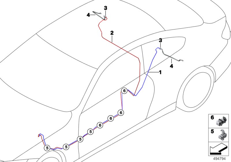 Трубопровод тормозного привода Зд для BMW MOSP M6 GT3 P63 (схема запчастей)