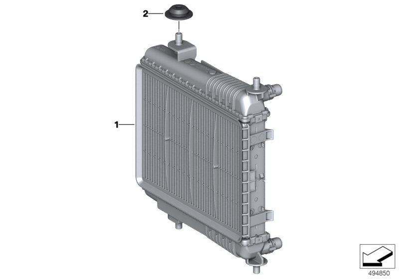 вынесенный радиатор ОЖ для BMW G20 320i B48C (схема запчастей)