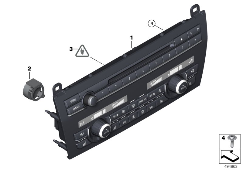 Панель управления кондиционером для BMW F13 650iX 4.0 N63N (схема запчастей)