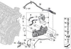 Система нейтрализации ОГ, охлаждение для BMW F46N 220d B47D (схема запасных частей)
