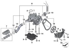 Масляный насос с сеткой и приводом для BMW K82 F 850 GS Adve. (0K01, 0K03) 0 (схема запасных частей)
