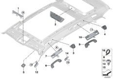 Доп.элементы потолка для BMW G07 X7 30dX B57 (схема запасных частей)