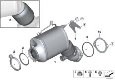 Катализатор/сажевый фильтр для BMW F10N 530dX N57N (схема запасных частей)