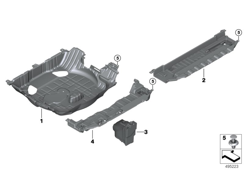 Вещевой отсек в полу багажного отделения для BMW G05 X5 30iX B48D (схема запчастей)