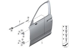 Дверь Пд, петли/ограничитель двери для BMW RR31 Cullinan N74L (схема запасных частей)