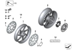 Дооснащение, кованые колеса для BMW K67 S 1000 RR 19 (0E21, 0E23) 0 (схема запасных частей)