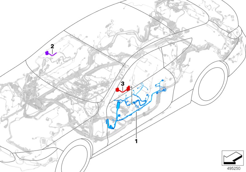 Жгут проводов двери для BMW G14 840i B58C (схема запчастей)