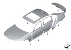 Наружная облицовка для BMW G20 330e B48X (схема запасных частей)