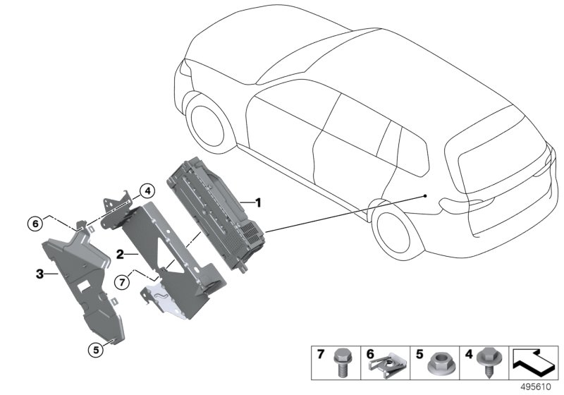 Усилитель/кронштейн для BMW G30 520i B48D (схема запчастей)