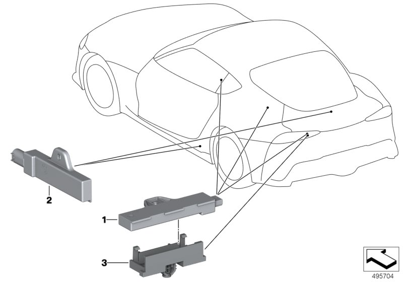 Детали антенны комфортного доступа для BMW G29 Z4 M40i B58C (схема запчастей)