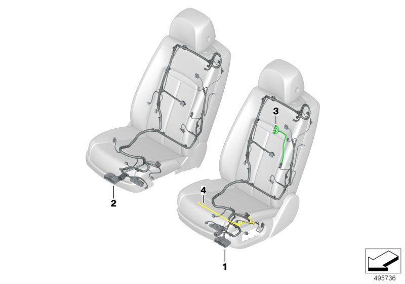 Пучок проводов переднего сиденья для ROLLS-ROYCE RR31 Cullinan N74L (схема запчастей)