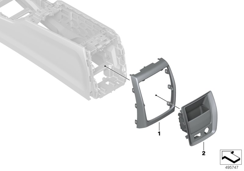 Доп.элементы центральной консоли для BMW G20 330e B48X (схема запчастей)