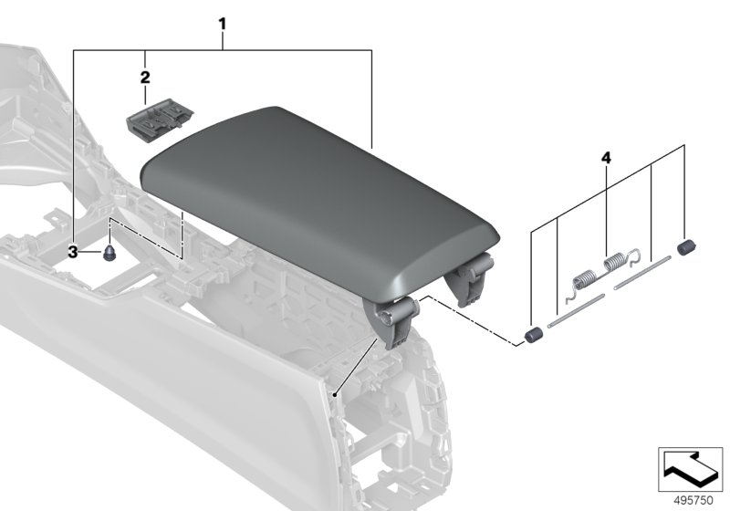 Подлокотник на центральной консоли для BMW G21 330i B48D (схема запчастей)