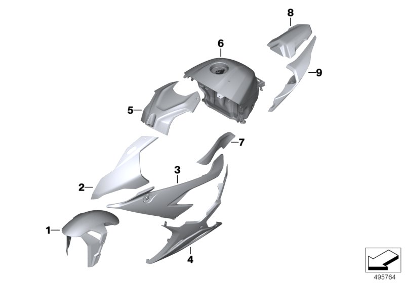 Окраш.детали WN2W hockenheim серебристый для BMW K67 S 1000 RR 19 (0E21, 0E23) 0 (схема запчастей)