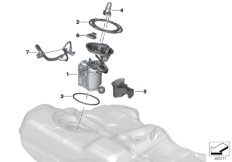 Топливный насос/датчик уровня наполнения для BMW G11N 750iX N63B (схема запасных частей)