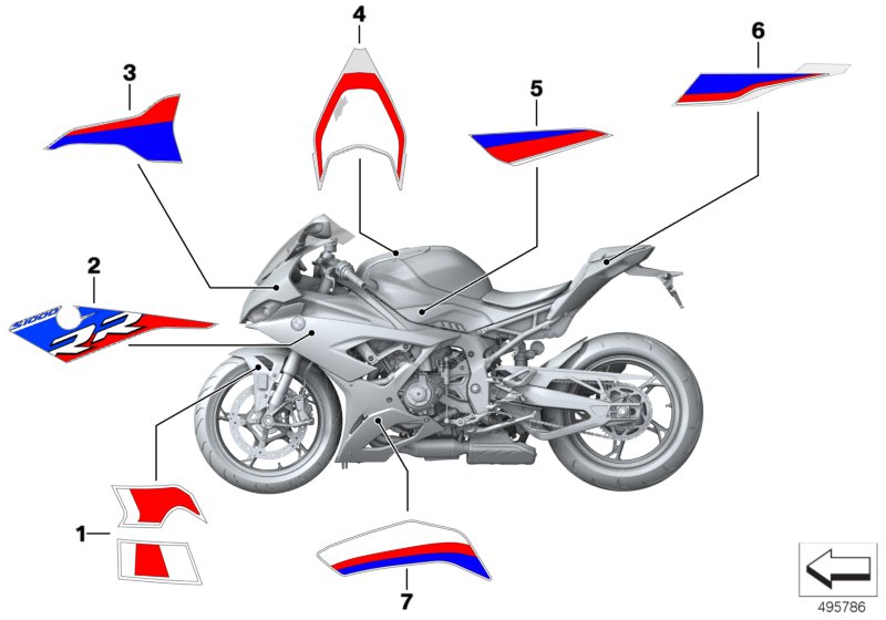 Наклейка для BMW K67 S 1000 RR 19 (0E21, 0E23) 0 (схема запчастей)