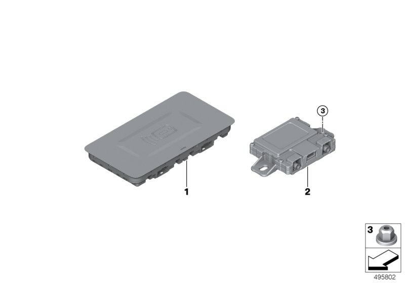 Детали телефония беспроводная зарядка для BMW G06 X6 30dX B57 (схема запчастей)