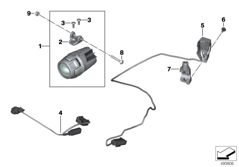 Дооснащение светодиодными доп.фарами для BMW K51 R 1250 GS Adv. (0J51, 0J53) 0 (схема запчастей)