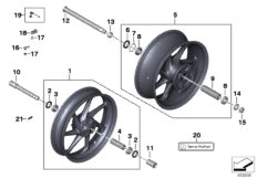 Карбоновые колеса для MOTO K67 S 1000 RR 19 (0E21, 0E23) 0 (схема запасных частей)