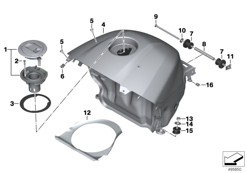 Топливный бак/деталь крепления для MOTO K67 S 1000 RR 19 (0E21, 0E23) 0 (схема запчастей)