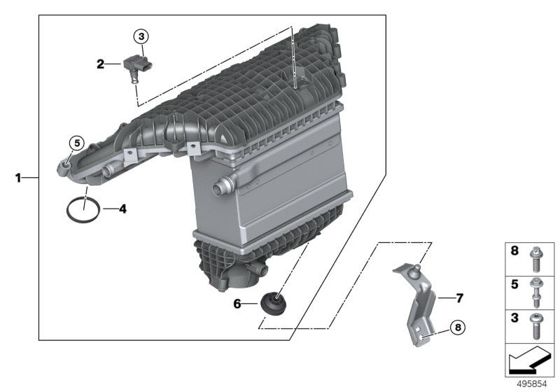 Охладитель наддувочного воздуха для BMW F97 X3 M S58 (схема запчастей)