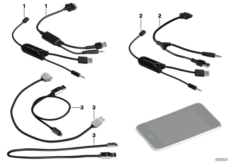 Кабельный адаптер Apple iPod / iPhone для BMW E90N 320xd N47 (схема запчастей)