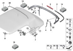Складной верх дополнительные элементы для BMW F57 Cooper S B48 (схема запасных частей)