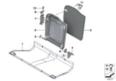 Каркас подушки зад.сид.с люком в спинке для BMW R57N Cooper D 1.6 N47N (схема запасных частей)