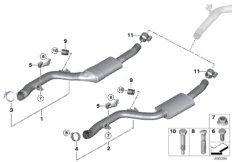 Система выпуска ОГ Пд для BMW G29 Z4 30i B48D (схема запасных частей)