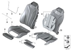 Набивка и обивка спортивного пер.сиденья для BMW F33N 430d N57N (схема запасных частей)