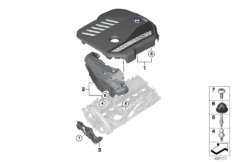 Звукоизоляционный кожух двигателя для BMW G12N 745Le B58X (схема запасных частей)