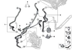 Шланги ОЖ автономной системы отопления для BMW G07 X7 40iX B58C (схема запасных частей)