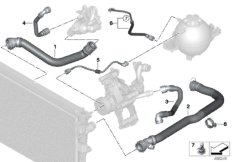 Шланги системы охлаждения для BMW G01 X3 18d B47B (схема запасных частей)