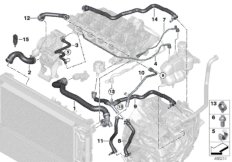 Шланги системы охлаждения для MINI F55 One First B38 (схема запасных частей)