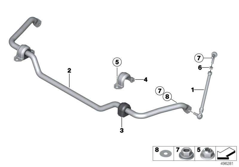 Стабилизатор Пд для BMW MOSP M235i Racing N55 (схема запчастей)