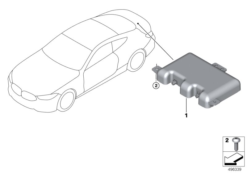 Детали антенны для BMW F91 M8 S63M (схема запчастей)