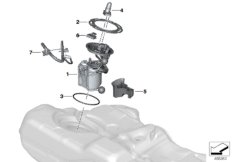 Топливный насос/датчик уровня наполнения для BMW G30 M550dX B57S (схема запасных частей)