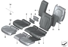 Набивка и обивка сиденья пов.комф.Зд для BMW G05 X5 40iX B58C (схема запасных частей)