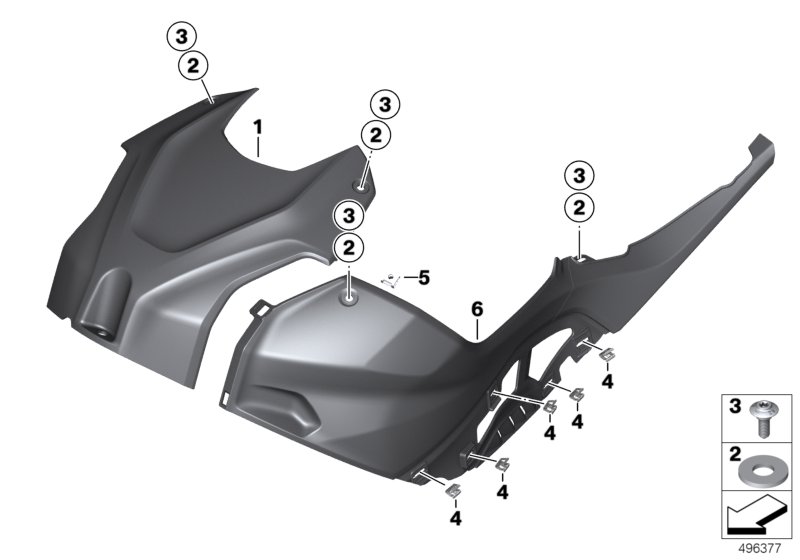 Облицовка топливного бака для BMW K67 S 1000 RR 19 (0E21, 0E23) 0 (схема запчастей)