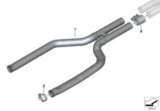 Система выпуска ОГ Пд/промежут.трубы для BMW G11N 750iX N63B (схема запасных частей)