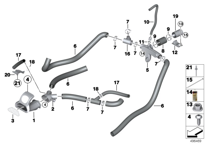 Воздуховод кокпит для BMW MOSP M6 GT3 P63 (схема запчастей)