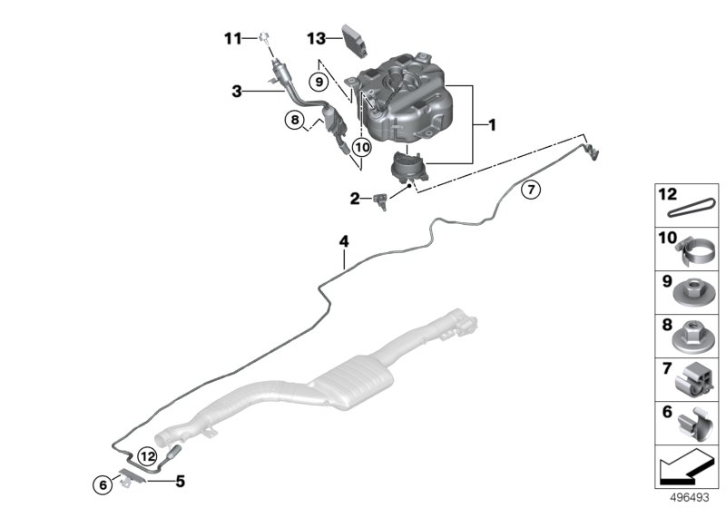 Система SCR для BMW G30 520d ed B47 (схема запчастей)